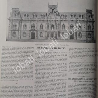 CARTEL ANTIGUO ORIGINAL DE PROYECTO PALACIO DE GOBIERNO DE PACHUCA 1899 DE PORFIRIO DIAZ HIJO