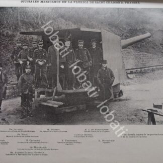 CARTEL ANTIGUO ORIGINAL DE TNT. MANUEL MONDRAGON Y OFICIALES EN FRANCIA 1899 / MLT