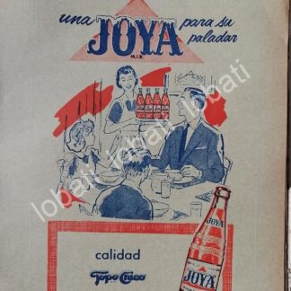 CARTEL ANTIGUO ORIGINAL DE REFRESCO JOYA / EMBOTELLADORA TOPO CHICO 1960 /232
