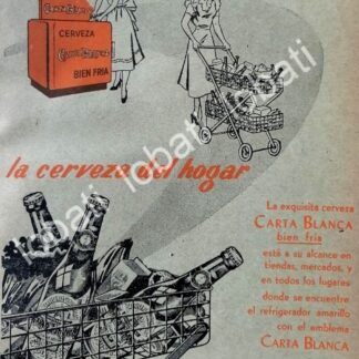 CARTEL ANTIGUO ORIGINAL DE CERVEZA CARTA BLANCA 1952 /227. CERVECERIA CUAUHTEMOC