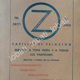 CARTEL ANTIGUO ORIGINAL DE INHUMACIONES, FUNERALES ZAPIAIN 1965 /753
