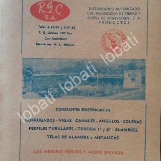 CARTEL ANTIGUO ORIGINAL DE DISTRIBUIDORA RGC. ROGELIO GONZALEZ CABALLERO 1965 /752 MONTERREY