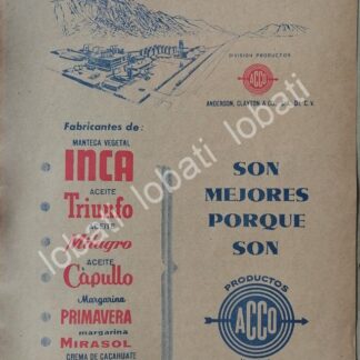 CARTEL ANTIGUO ORIGINAL DE FABRICA MANTEQUERA ACCO. MANTECA INCA 1964 /745 MONTERREY