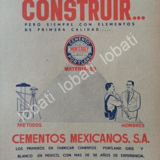 CARTEL ANTIGUO ORIGINAL DE CEMEX. CEMENTOS MEXICANOS 1953 /742 MONTERREY
