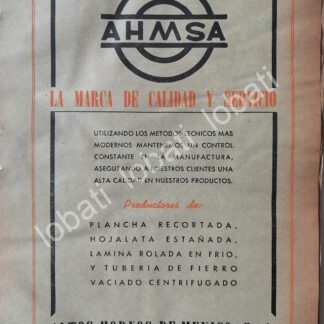 CARTEL ANTIGUO ORIGINAL DE ALTOS HORNOS DE MEXICO AHMSA. 1953 /739
