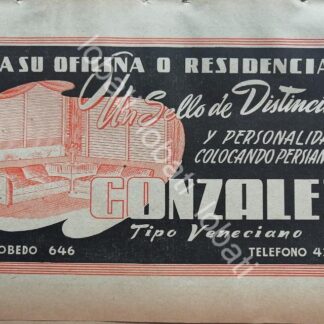 CARTEL ANTIGUO ORIGINAL DE PERSIANAS GONZALEZ 1947. /733