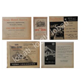 CARTEL ANTIGUO ORIGINAL DE SET DE 5 AFICHES. HOTEL ANCIRA DE MONTERREY 1940s-50s /725