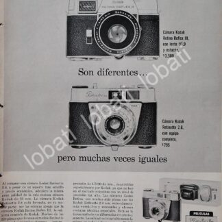 CARTEL ANTIGUO ORIGINAL DE CAMARAS KODAK RETINA REFLEX III Y RETINETTE 1950s /601