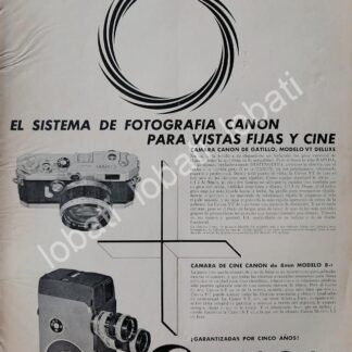 CARTEL ANTIGUO ORIGINAL DE CAMARAS CANON VT 1957 & FILMADORA 8 /581