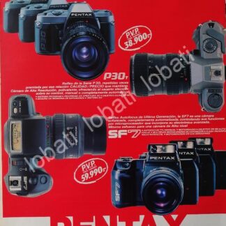 CARTEL ANTIGUO ORIGINAL DE CAMARAS FOTOGRAFICAS PENTAX P30 & MAS 1990s /574