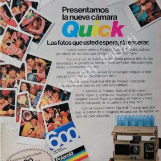CARTEL ANTIGUO ORIGINAL DE CAMARAS FOTOGRAFICAS POLAROID QUICK 610 1980s /573