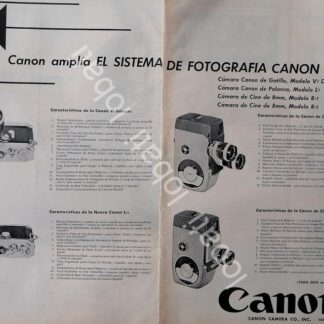 CARTEL ANTIGUO ORIGINAL DE FILMADORAS Y CAMARAS CANON 1950s /559