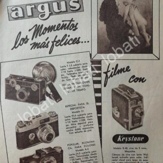 CARTEL ANTIGUO ORIGINAL DE CAMARAS FOTOGRAFICAS ARGUS 1949 /548