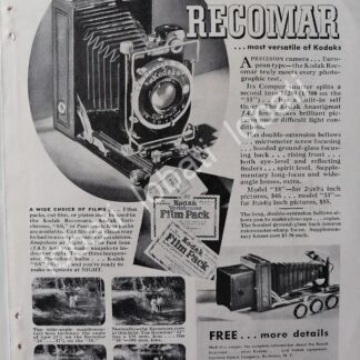 CARTEL ANTIGUO ORIGINAL DE CAMARAS KODAK RECOMAR 1933 /545