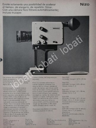CARTEL ANTIGUO ORIGINAL DE CAMARAS DE CINE 35mm NIZO 1969 /537 MUY RARO