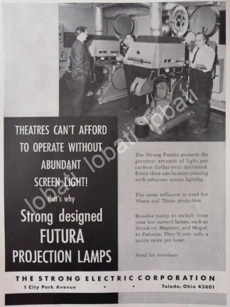 CARTEL ANTIGUO ORIGINAL DE PROYECTOR PARA CINES STRONG FUTURA 1970 /536