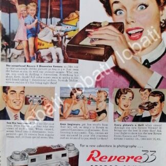 CARTEL ANTIGUO ORIGINAL DE CAMARAS FOTOGRAFICAS REVERE 33 STEREO 1953 /525
