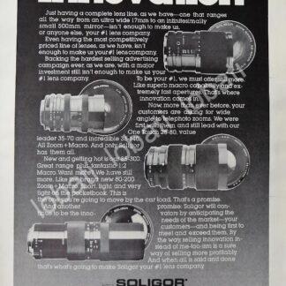 CARTEL ANTIGUO ORIGINAL DE LENTES PARA CAMARAS. SOLIGOR 1980 /511