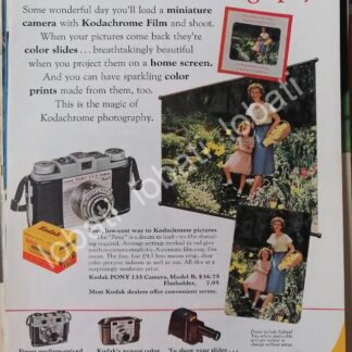 CARTEL ANTIGUO ORIGINAL DE CAMARAS FOTOGRAFICAS KODAK PONY 135 1950s /505