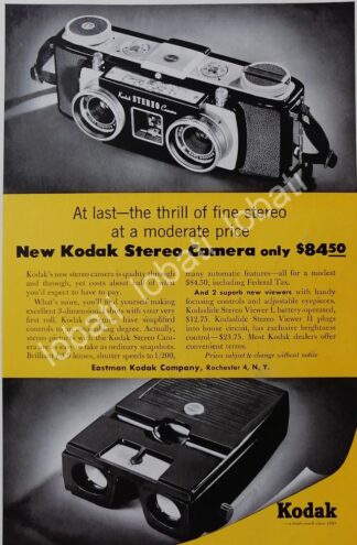 CARTEL ANTIGUO ORIGINAL DE CAMARAS FOTOGRAFICAS KODAK STEREO & VIWER 1950s /504