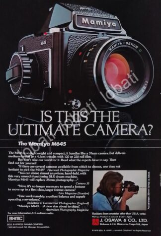 CARTEL ANTIGUO ORIGINAL DE CAMARAS MAMIYA M645 1976 /485