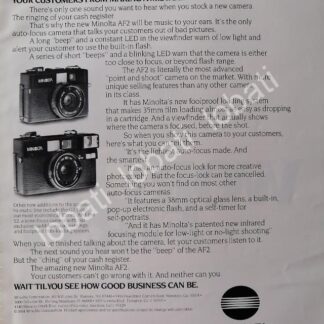 CARTEL ANTIGUO ORIGINAL DE CAMARAS FOTOGRAFICAS MINOLTA HI MATIC AF2 1981 /476