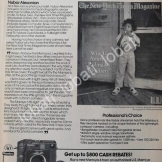 CARTEL ANTIGUO ORIGINAL DE CAMARAS FOTOGRAFICAS MAMIYA 6 1990 /462