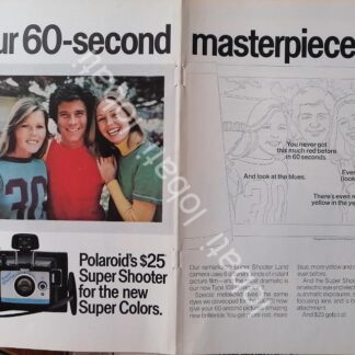 CARTEL ANTIGUO ORIGINAL DE CAMARAS FOTOGRAFICAS POLAROID POWER SHOOTER 1970s /455