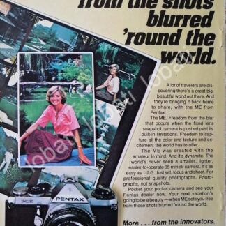 CARTEL ANTIGUO ORIGINAL DE CAMARAS PENTAX ME 1970s /449