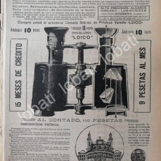 CARTEL ANTIGUO ORIGINAL DE BINOCULARES LOICO. P.E. VALETTE 1914 /444