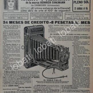 CARTEL ANTIGUO ORIGINAL DE CAMARAS HEINRICH ERNEMANN 1913 /424 MUY RARO