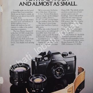 CARTEL ANTIGUO ORIGINAL DE CAMARAS PENTAX SYSTEM 10 / 1970s /421