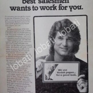 CARTEL ANTIGUO ORIGINAL DE MICHAEL LANDON Y CAMARAS 100 ANIVERSARIO DE KODAK 1980 /413 /FEP