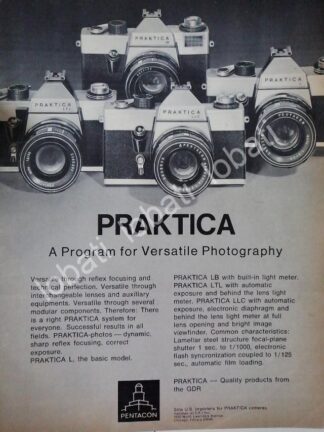 CARTEL ANTIGUO ORIGINAL DE CAMARAS FOTOGRAFICAS PRAKTICA SERIE "L" 1969 /411