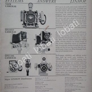 CARTEL ANTIGUO ORIGINAL DE AFICHE DE CAMARAS LINHOF. NIKOLAUS KARPF 1969 /408