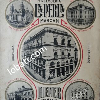 CARTEL ANTIGUO ORIGINAL DE JOYERIA Y RELOJERIA LA PERLA 1923 RELOJES PARA EDIFICIOS / 776