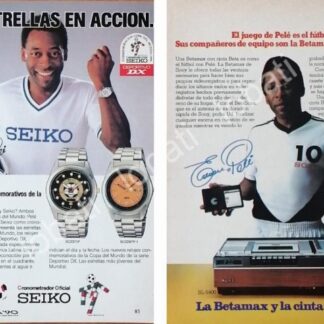 CARTEL ANTIGUO ORIGINAL DE PUBLICIDAD RETRO Y EL FUTBOLISTA PELE 1990s /FEP