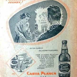 CARTEL ANTIGUO ORIGINAL DE CERVEZA CARTA BLANCA 1950 /217