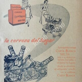 CARTEL ANTIGUO ORIGINAL DE CERVEZA CARTA BLANCA 1952 /214