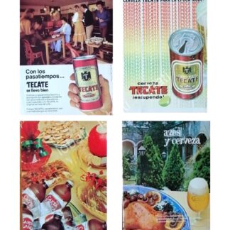 CARTEL ANTIGUO ORIGINAL DE SET DE 4 AFICHES RETRO CERVEZAS VARIAS, AÑOS 70s /207