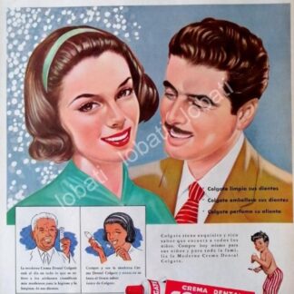 CARTEL ANTIGUO ORIGINAL DE CREMA DENTAL COLGATE 1959 /78