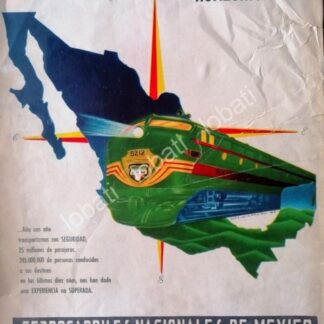 CARTEL ANTIGUO ORIGINAL DE FERROCARRILES NACIONALES 1958 DIB LUPE GUERRERO
