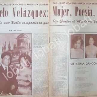 CARTEL ANTIGUO ORIGINAL DE ENTREVISTA A CONSUELO VELASQUEZ, SU VIDA 1961
