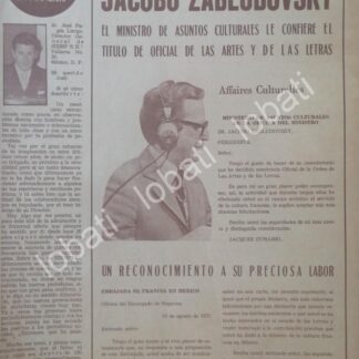 CARTEL ANTIGUO ORIGINAL DE Francia condecora a Jacobo Zabludovsky 1972