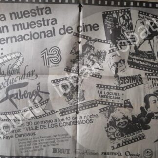 CARTEL ANTIGUO ORIGINAL DE CARTELERA DE TV CANAL 13 MONTERREY 1984