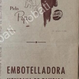 CARTEL ANTIGUO ORIGINAL DE EMBOTELLADORA DE TAMPICO S.A 1955 PEPSI
