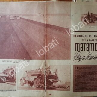 CARTEL ANTIGUO ORIGINAL DE CONTRUCCION CARRETERA MATAMOROS PLAYA WASHINGTON