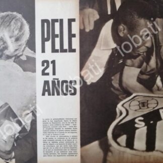 CARTEL ANTIGUO ORIGINAL DE EL FUTBOLISTA PELE CUMPLE 21 AÑOS 1951