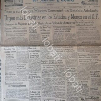 CARTEL ANTIGUO ORIGINAL DE SECCION PERIODICO ANTIGUO EL SOL DE PUEBLA 1962