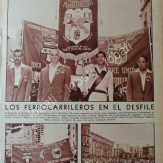 CARTEL ANTIGUO ORIGINAL DE SINDICATO FERROCARRILERO EN DESFILE 1956